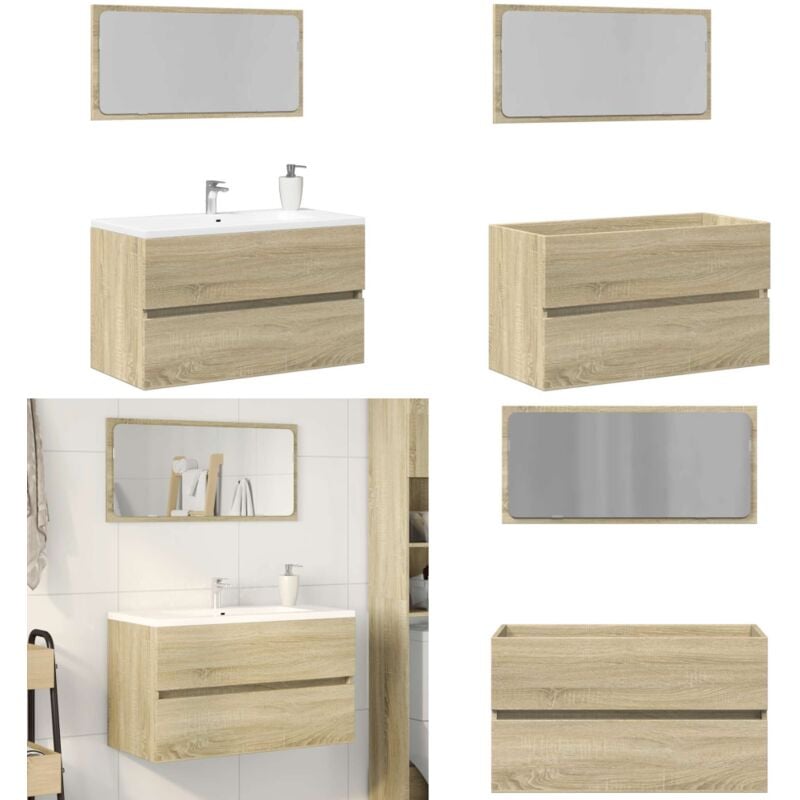Vidaxl - Meuble de salle de bain avec miroir chêne sonoma 80x38,5x45 cm