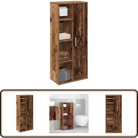 vidaXL Meuble de salle de bain avec porte-rouleau vieux bois
