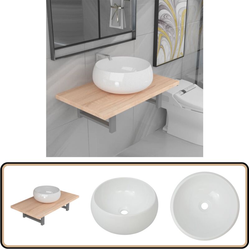 Vidaxl - Meuble de salle de bain en deux pièces Céramique Chêne