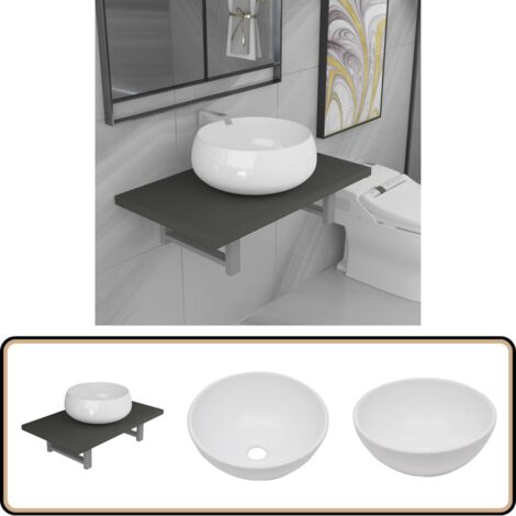 vidaXL Meuble de salle de bain en deux pièces Céramique Gris