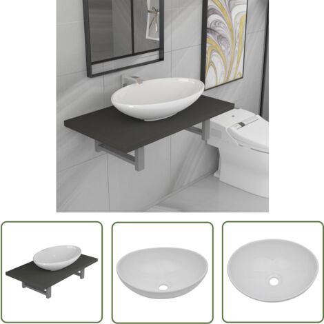 vidaXL Meuble de salle de bain en deux pièces Céramique Gris