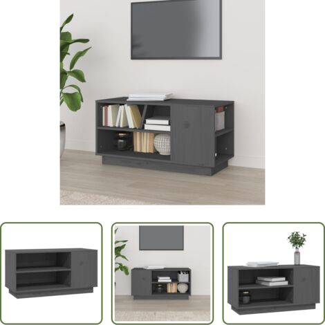 vidaXL Meuble de salon -  Meuble TV Gris 80x35x40,5 cm Bois de pin massif