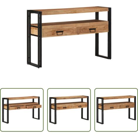 vidaXL Meuble de salon -  Table console Marron 120 x 33 x 75 cm Bois d'Acacia Massif