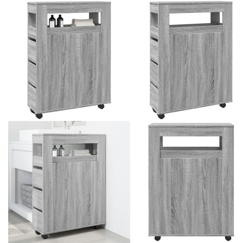 Vidaxl - Meuble étroit de salle de bain à roulettes sonoma gris