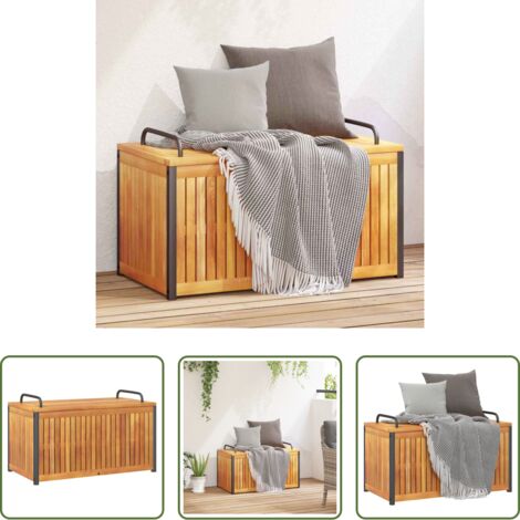 vidaXL Meuble extérieur -  Boîte à coussins d'extérieur bois d'acacia solide et acier