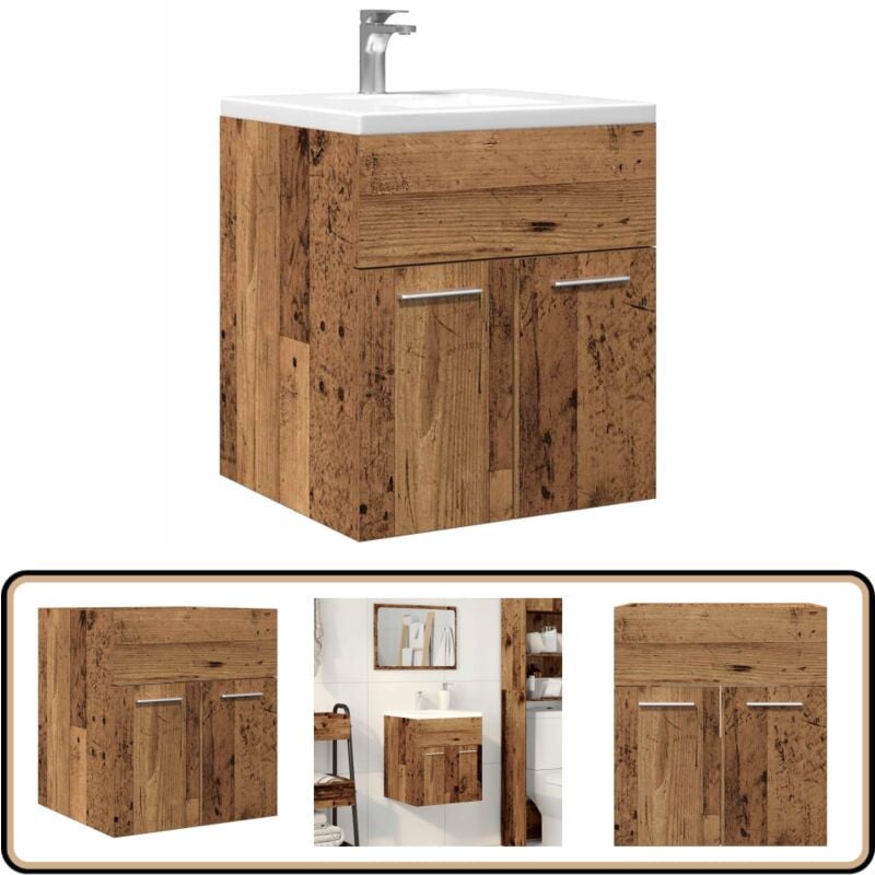 Vidaxl - Meuble lavabo de salle de bain vieux bois bois d'ingénierie
