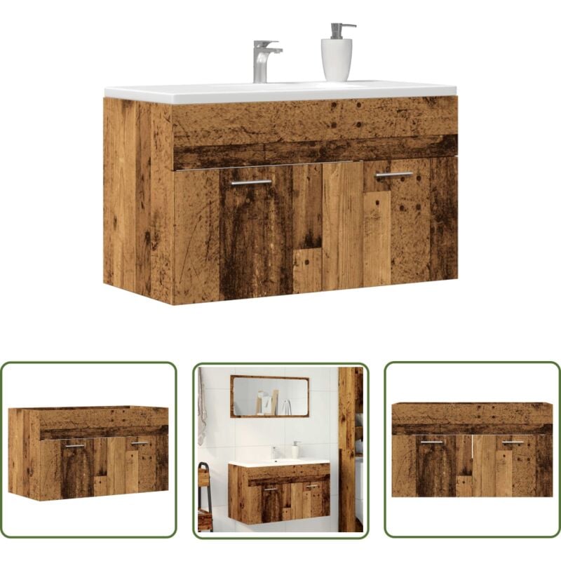 The Living Store - vidaXL Meuble lavabo de salle de bain vieux bois bois d'ingénierie