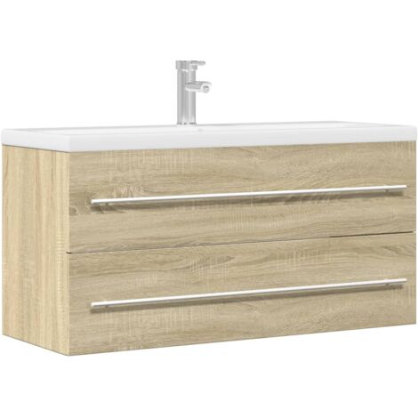 Vidaxl – Meuble lavabo en chêne sonoma 100x38,5x48 cm – Bois d'ingénierie – Capacité de charge 60 kg – Fixation murale pour gain de place