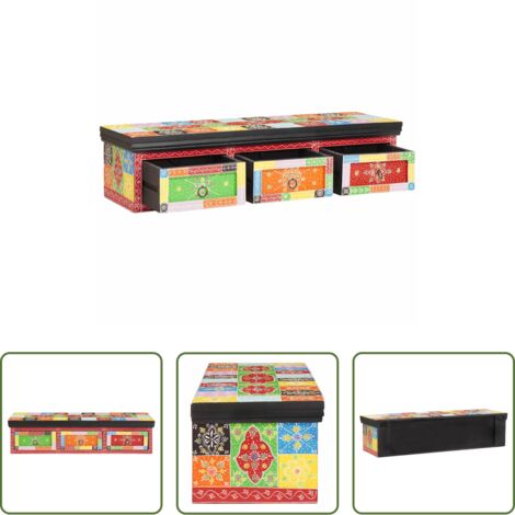 vidaXL Meuble mural -  Meuble TV Multicolore 100 x 30 x 24 cm Bois de manguier massif