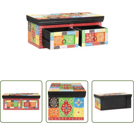 vidaXL Meuble mural -  Meuble TV Multicolore 60 x 30 x 24 cm Bois de manguier massif