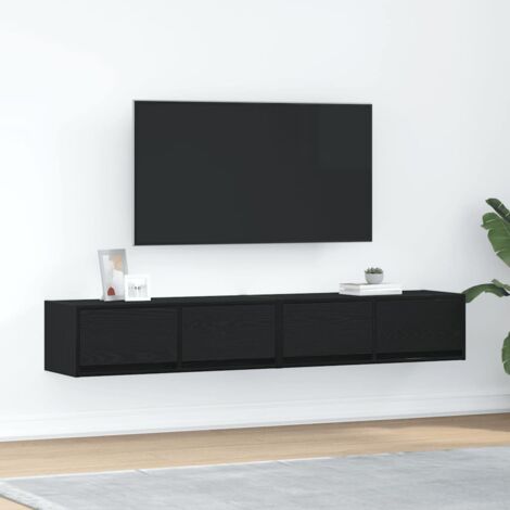 Vidaxl – Meuble TV 2 pcs chêne noir 80 x 31 x 25,5 cm – Bois d'ingénierie résistant à l'humidité – Avec 2 tiroirs pour rangement optimisé
