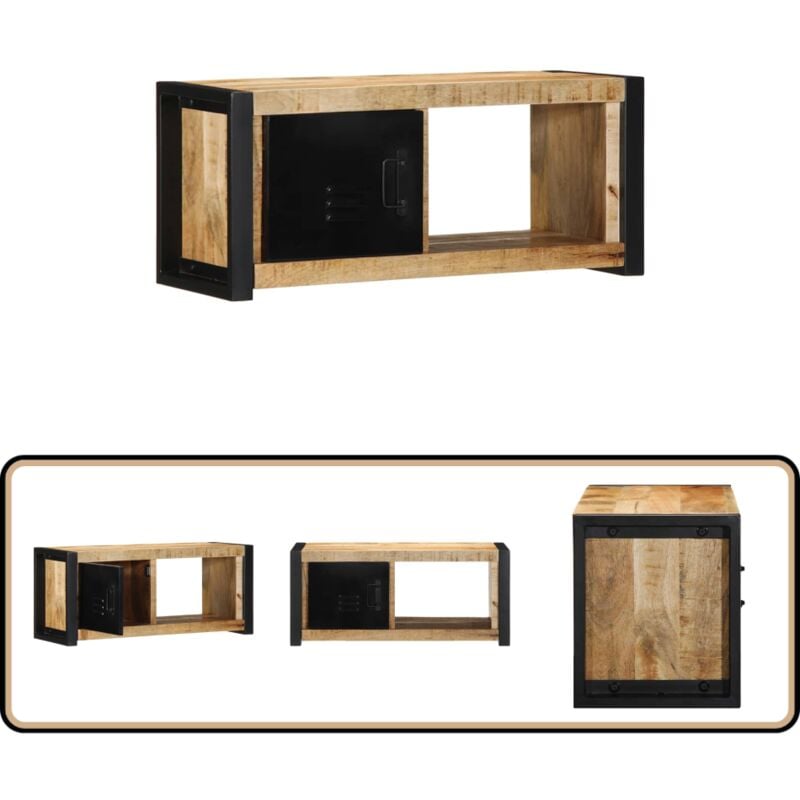 Vidaxl - Meuble tv 80x30x35 cm bois massif de manguier brut