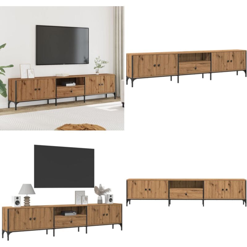 Vidaxl - Meuble tv à tiroir chêne artisanal 200x25x44 cm bois ingénierie