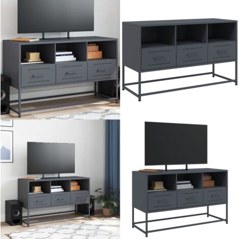vidaXL Meuble TV anthracite 100,5x39x60,5 cm acier