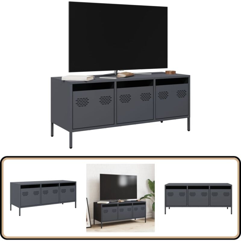 Vidaxl - Meuble tv anthracite 101,5x39x43,5 cm acier laminé à froid