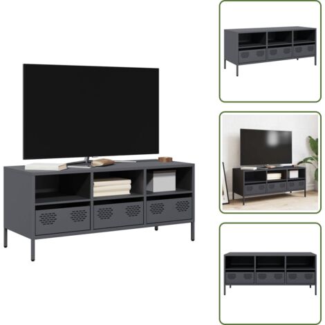 vidaXL Meuble TV anthracite 101,5x39x43,5 cm acier laminé à froid
