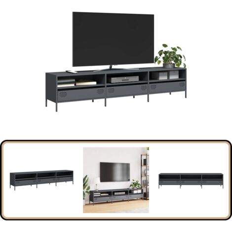 vidaXL Meuble TV anthracite 202x39x43,5 cm acier laminé à froid