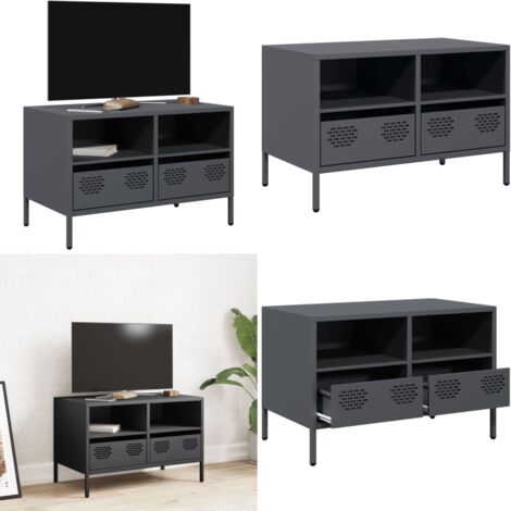 vidaXL Meuble TV anthracite 68x39x43,5 cm acier laminé à froid