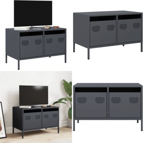 vidaXL Meuble TV anthracite 68x39x43,5 cm acier laminé à froid