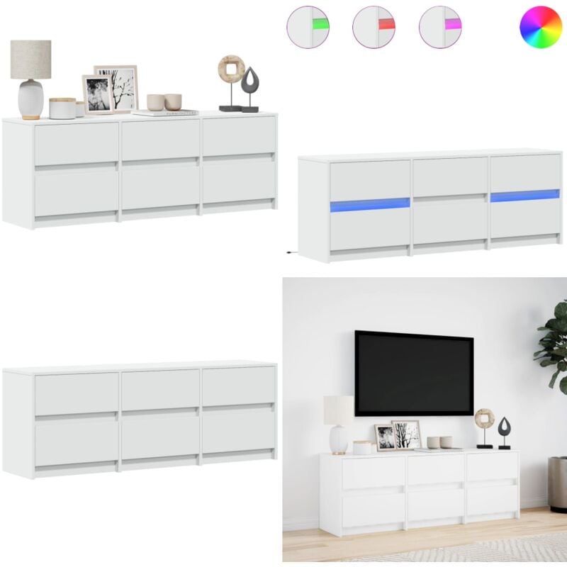 Vidaxl - Meuble tv avec led blanc 140x34x50 cm bois d'ingénierie