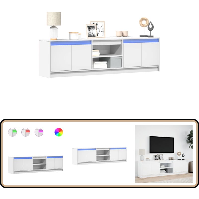 Vidaxl - Meuble tv avec led blanc 180x34x50 cm bois d'ingénierie