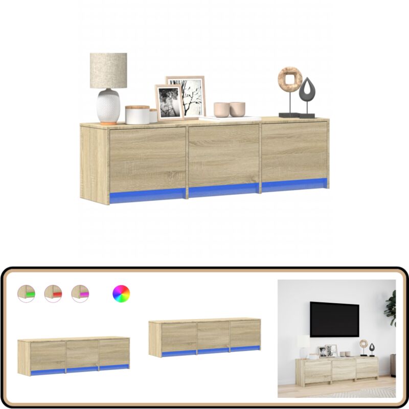 Vidaxl - Meuble tv avec led chêne sonoma 140x34x40 cm bois d'ingénierie