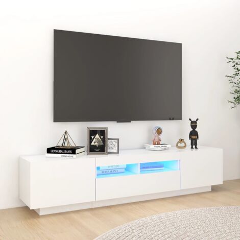 Meuble TV Kalva 180 cm avec une cheminée électrique, blanc