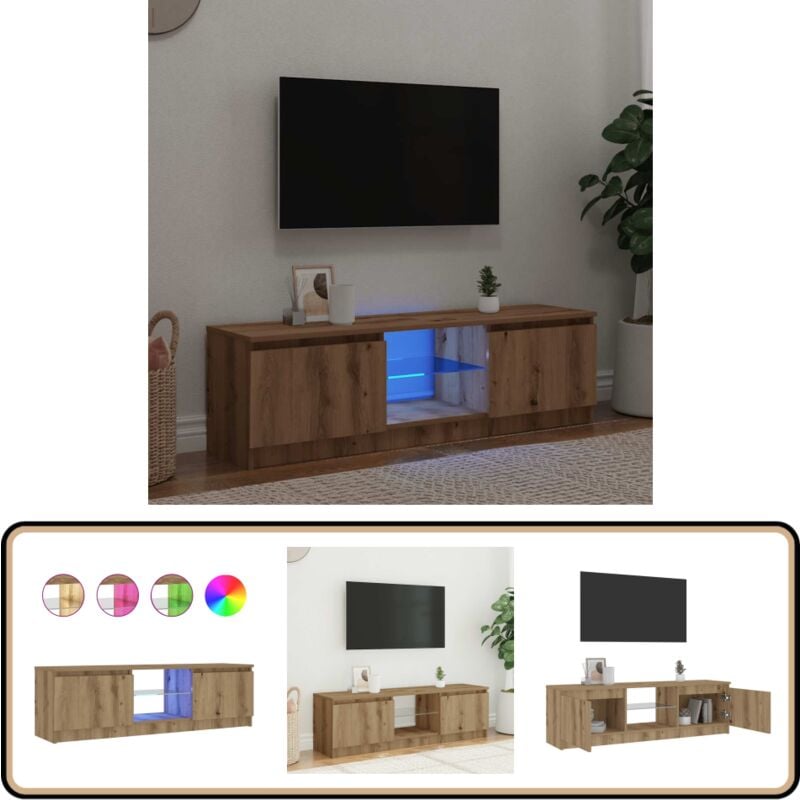 Vidaxl - Meuble tv avec lumières led chêne artisanal bois d'ingénierie