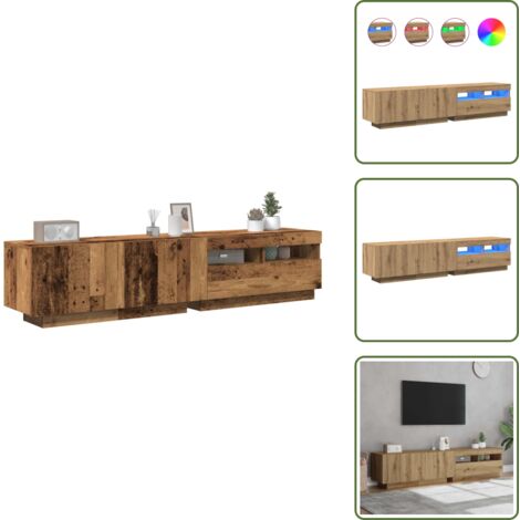 vidaXL Meuble TV avec lumières LED chêne artisanal bois d'ingénierie