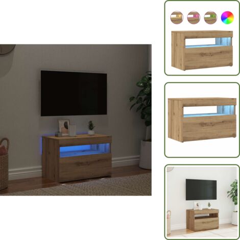 vidaXL Meuble TV avec lumières LED chêne artisanal bois d'ingénierie