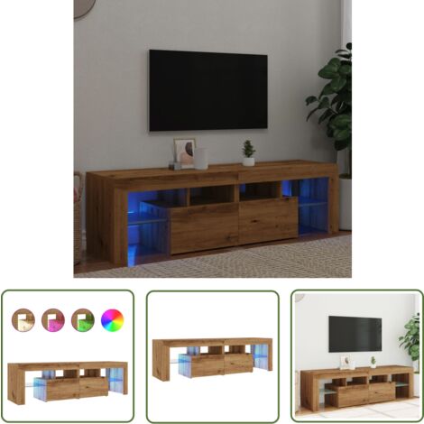 vidaXL Meuble TV avec lumières LED chêne artisanal bois d'ingénierie