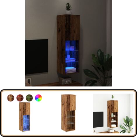 vidaXL Meuble TV avec lumières LED vieux bois 30,5x30x102 cm