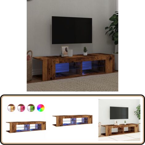 vidaXL Meuble TV avec lumières LED vieux bois bois d'ingénierie