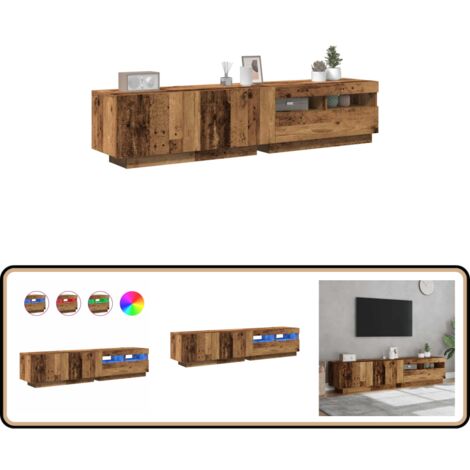 vidaXL Meuble TV avec lumières LED vieux bois bois d'ingénierie