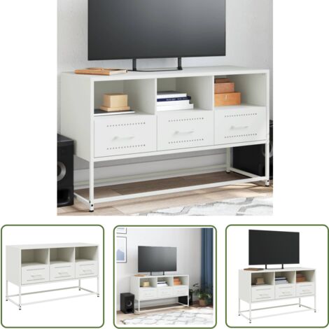 vidaXL Meuble TV blanc 100,5x39x60,5 cm acier