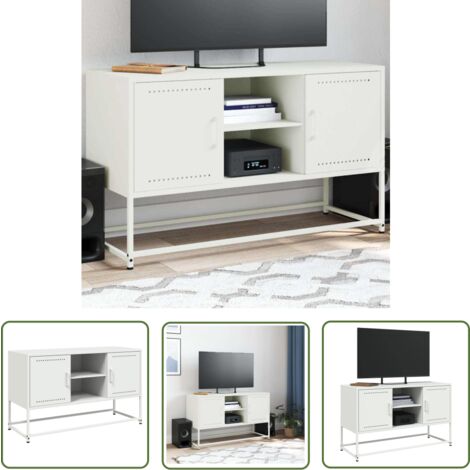 vidaXL Meuble TV blanc 100,5x39x60,5 cm acier