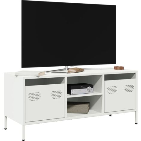 vidaXL Meuble TV blanc 101,5x39x43,5 cm acier laminé à froid