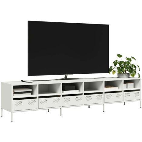 vidaXL Meuble TV blanc 202x39x43,5 cm acier laminé à froid