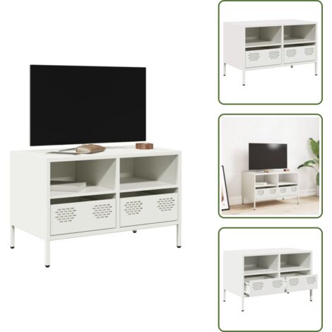 vidaXL Meuble TV blanc 68x39x43,5 cm acier laminé à froid
