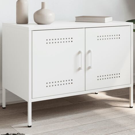 vidaXL Meuble TV blanc 68x39x50,5 cm acier