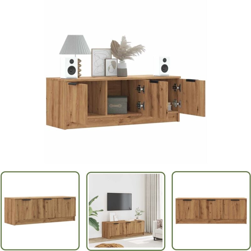 vidaXL Meuble TV chêne artisanal 102x35x36,5 cm bois d'ingénierie