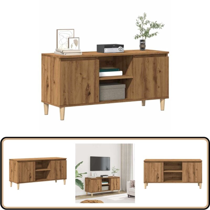 vidaXL Meuble TV chêne artisanal 102x35x50 cm bois d'ingénierie