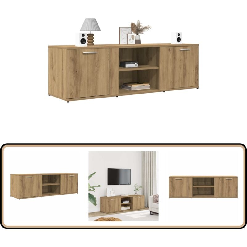 vidaXL Meuble TV chêne artisanal 120x34x37 cm bois d'ingénierie
