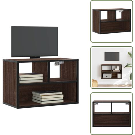 vidaXL Meuble TV chêne brun 60x31x39,5 cm bois d'ingénierie et métal