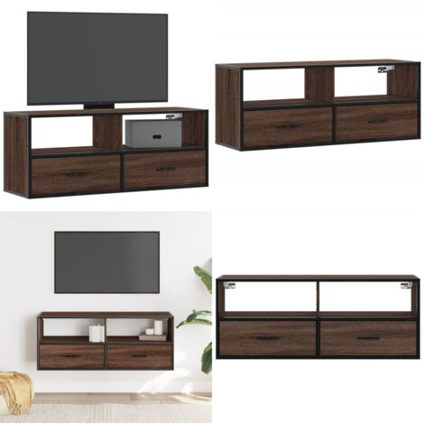 vidaXL Meuble TV chêne marron 100x31x39,5cm bois d'ingénierie et métal
