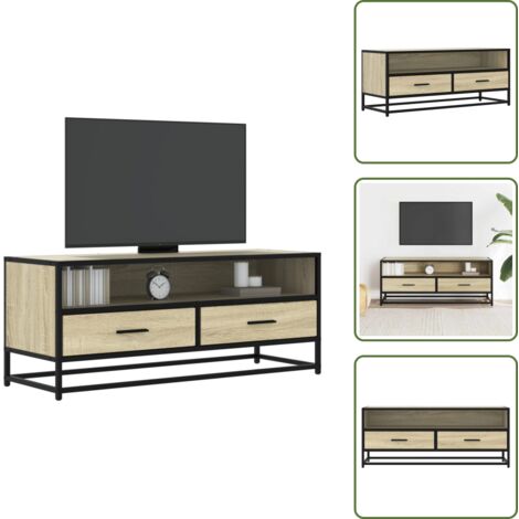 vidaXL Meuble TV chêne sonoma 100x34,5x40cm bois d'ingénierie et métal