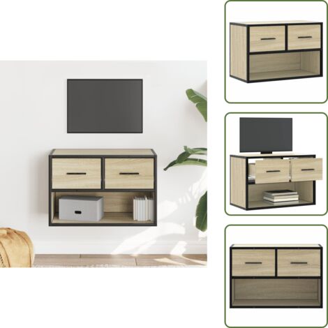 vidaXL Meuble TV chêne sonoma 60x31x39,5 cm bois d'ingénierie et métal