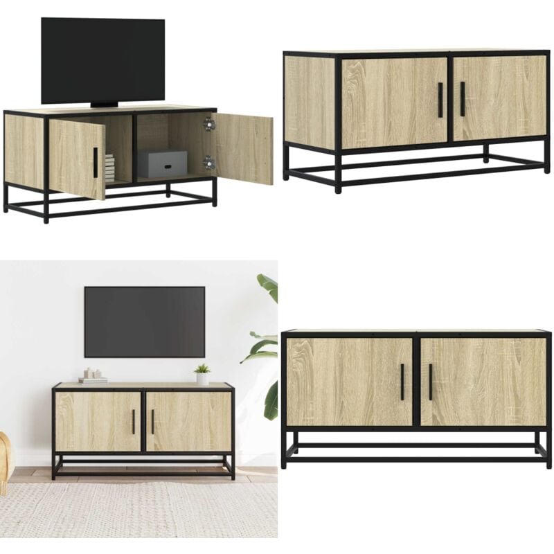 Vidaxl - Meuble tv chêne sonoma 80x34,5x40 cm bois d'ingénierie et métal