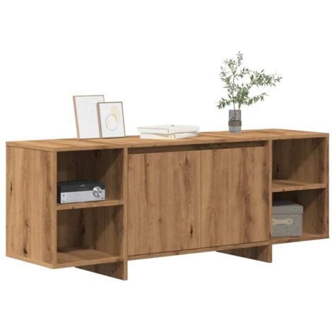 Vidaxl – Meuble TV chêne artisanal 130x35x50 cm en bois d'ingénierie – 2 portes et 2 étagères – Surface lisse et stable