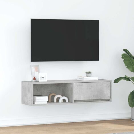 vidaXL Meuble TV gris béton 100x31x25,5 cm bois d'ingénierie